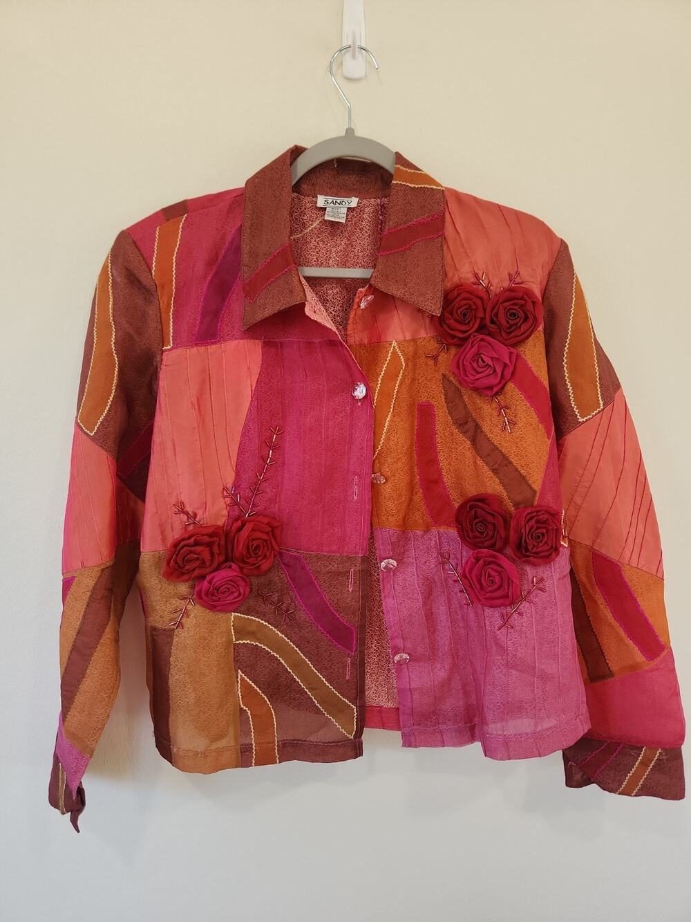 Sandy Jacket Beaded Sequins Silk Blend Embellished Large Blazer Cardigan